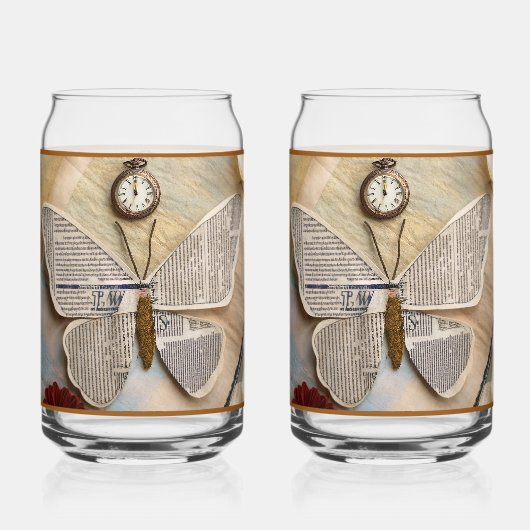 Schmetterling-Sodawasser-Glas Dosenglas (Vorderseite)