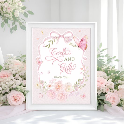 Schmetterling Soft Pink Florale Karten und Geschen Poster