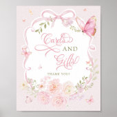 Schmetterling Soft Pink Florale Karten und Geschen Poster (Vorne)