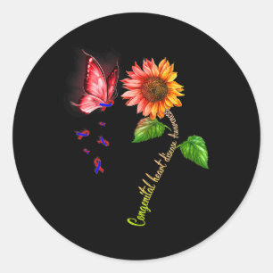 Schmetterling Sonnenblume Angeborenes Herzleiden B Runder Aufkleber