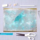 Schmetterling Sonnenblume Aquamarin Silber Vintage Seidenpapier (Handwerk)