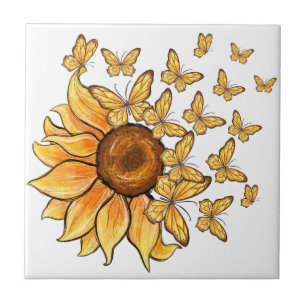 Schmetterling Sonnenblume Fliese
