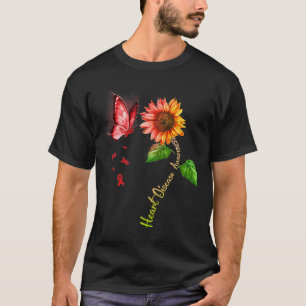 Schmetterling Sonnenblume Herzkrankheit Bewusstsei T-Shirt