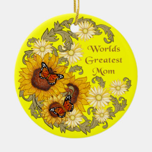 Schmetterling Sonnenblume Mama Schmuck  Keramik Ornament