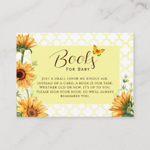 Schmetterling Sonnenblumen Bücher für Baby Shower Platzkarte