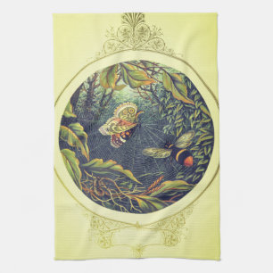Schmetterling Spinnennetz Biene Vintage-Garten vik Geschirrtuch