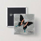 Schmetterling - Streifen - Knopf Button (Vorne & Hinten)