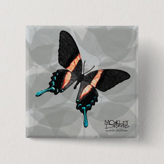 Schmetterling - Streifen - Knopf Button (Vorderseite)