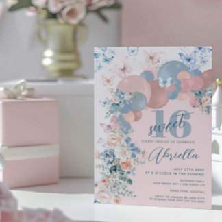 Schmetterling Sweet 16 Geburtstag Einladung