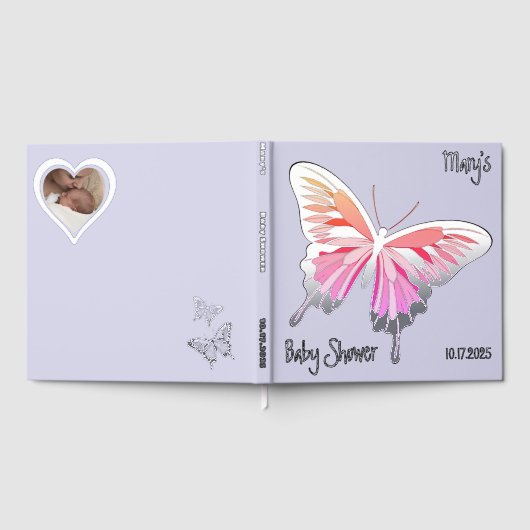 Schmetterling Sweet Palette Baby Dusche Silberfoli Gästebuch (Voll)