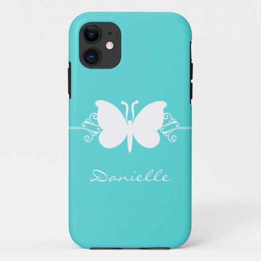Schmetterling Swirl BT iPhone 5 Case, Aqua Case-Mate iPhone Hülle (Rückseite)