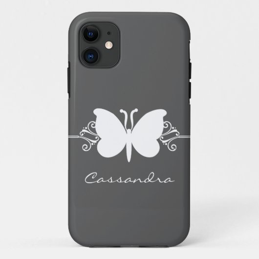 Schmetterling Swirl CM ID iPhone 5 Case, grau Case-Mate iPhone Hülle (Rückseite)