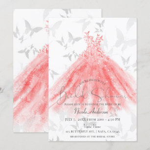Schmetterling Tanz Korallen Glanz Kleid Brautparty Einladung
