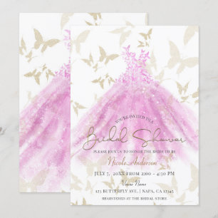 Schmetterling Tanz Rosa Gold Kleid Brautparty Einladung