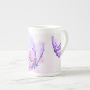 Schmetterling-Tasse aus Bone China in Lila Porzellantasse