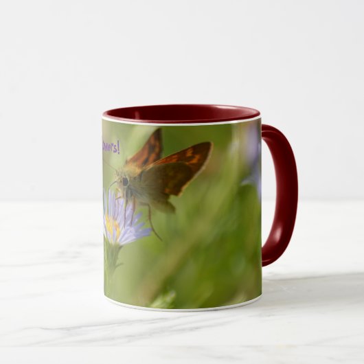Schmetterling-Tasse, Nimm dir Zeit, um die Blume z Tasse (VorderseiteRechts)