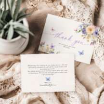 Schmetterling Themed Pastel Baby Dusche Danke Kart