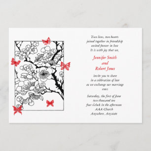 Schmetterling träumt rote Hochzeits-Einladung Einladung