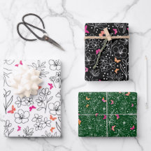Schmetterling-Trio-Geschenkpapier