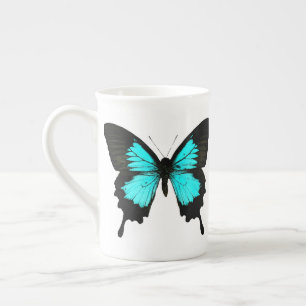 Schmetterling - türkisblau und schwarz porzellantasse