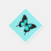 Schmetterling - türkisblau und schwarz serviette (Ecke)
