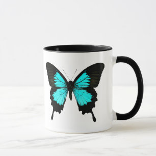 Schmetterling - türkisblau und schwarz tasse