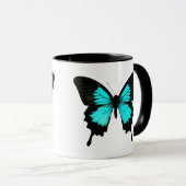 Schmetterling - türkisblau und schwarz tasse (VorderseiteRechts)