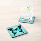 Schmetterling - türkisblau und schwarz untersetzer (Rechte Seite)