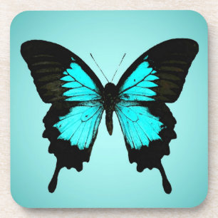Schmetterling - türkisblau und schwarz untersetzer