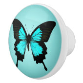 Schmetterling - Türkisblau und -SCHWARZES Keramikknauf (Rechts)