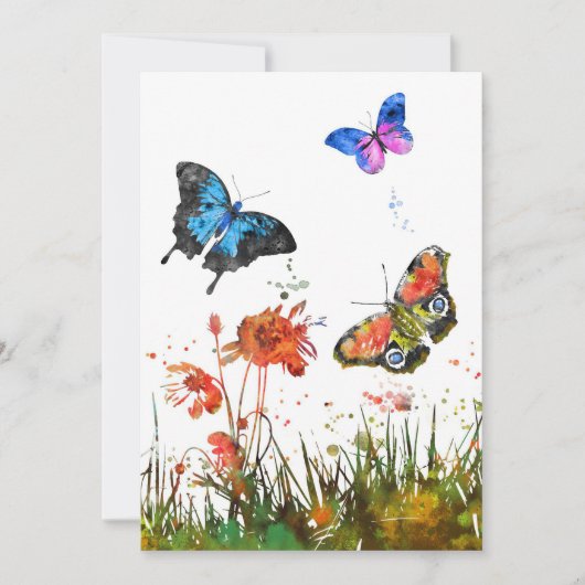 Schmetterling über Blume und Schmetterling Save The Date (Vorderseite)