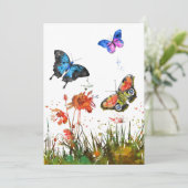 Schmetterling über Blume und Schmetterling Save The Date (Stehend Vorderseite)