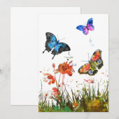 Schmetterling über Blume und Schmetterling Save The Date (Vorne/Hinten)