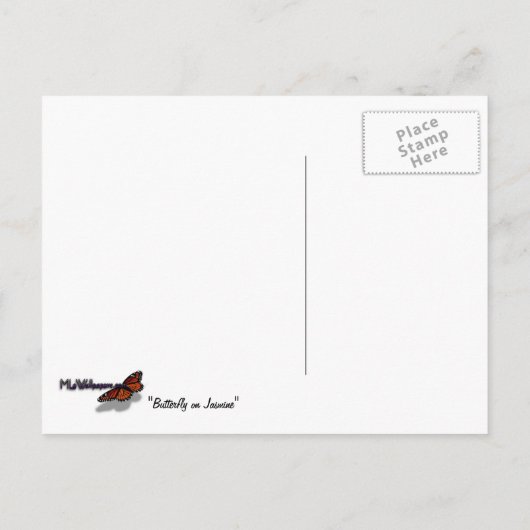 Schmetterling über Jasmine Tropical Nature Fotogra Postkarte (Rückseite)