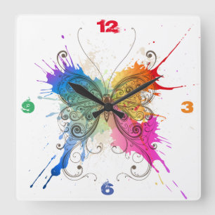 Schmetterling-Uhr Quadratische Wanduhr