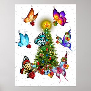 Schmetterling um Weihnachtsbaumschmetterlinge Weih Poster
