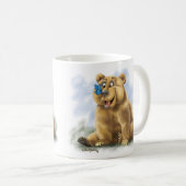 Schmetterling und Bär Cartoon Kaffeetasse (VorderseiteRechts)