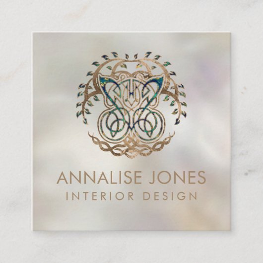 Schmetterling und Baum des Lebens Quadratische Visitenkarte (Vorderseite)