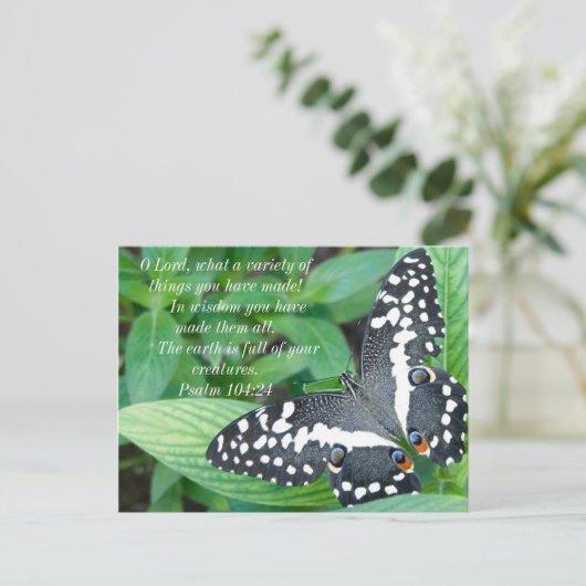 Schmetterling und Bibelverse Postkarte (Stehend Vorderseite)