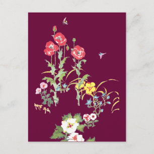Schmetterling und Biene im Mohngarten Postkarte