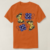 Schmetterling und blau verziert T-Shirt (Design vorne)