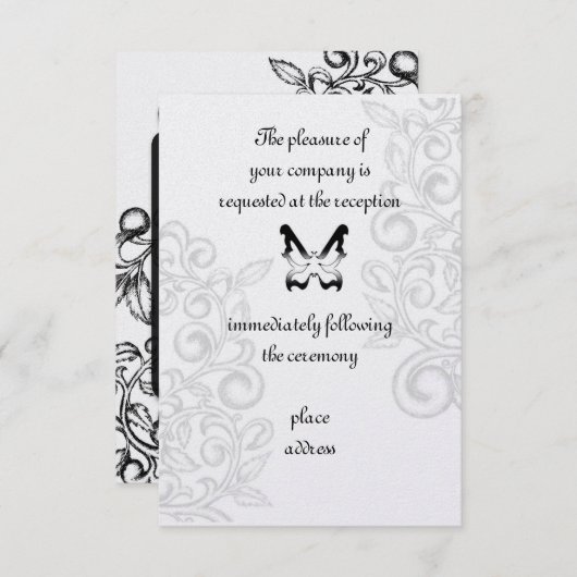 Schmetterling und blühen Empfangs-Karte Einladung (Vorne/Hinten)