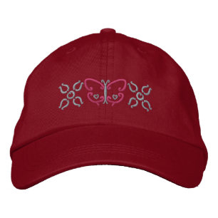 Schmetterling und Blume Bestickte Kappe
