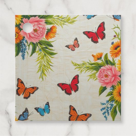 Schmetterling- und Blume-Design-Wohngestaltungen Geschenkanhänger (Vorderseite)