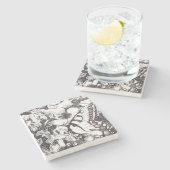 Schmetterling und Blume Detail Untersetzer (Seitenansicht)