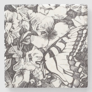 Schmetterling und Blume Detail Untersetzer