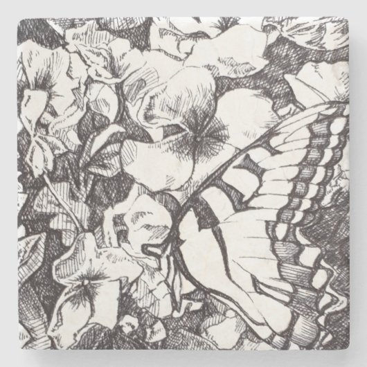 Schmetterling und Blume Detail Untersetzer (Vorderseite)