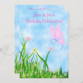 Schmetterling und Blume Einladung zum Geburtstag (Vorne/Hinten)