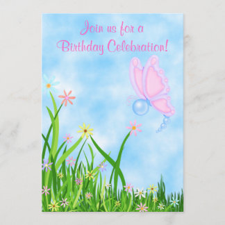 Schmetterling und Blume Einladung zum Geburtstag