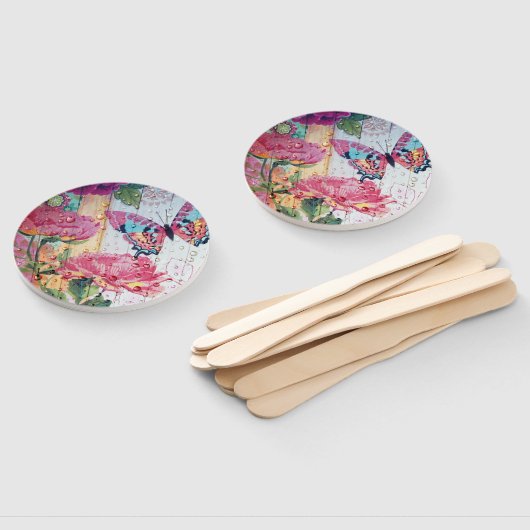 Schmetterling und Blume Fächer (Non-assembled)